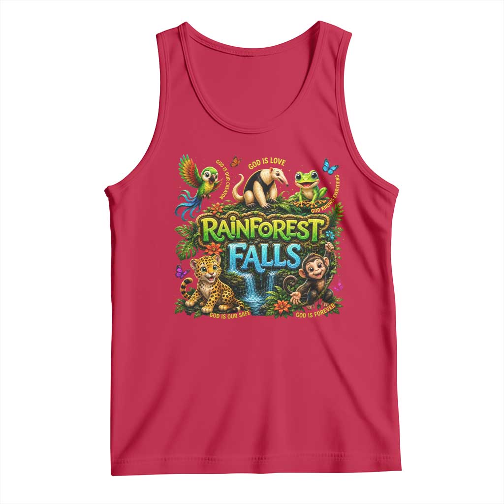 VBS 2026 Tank Top Rainforest Falls Exploring The Nature of God VBS 2026 TS10 Red Print Your Wear