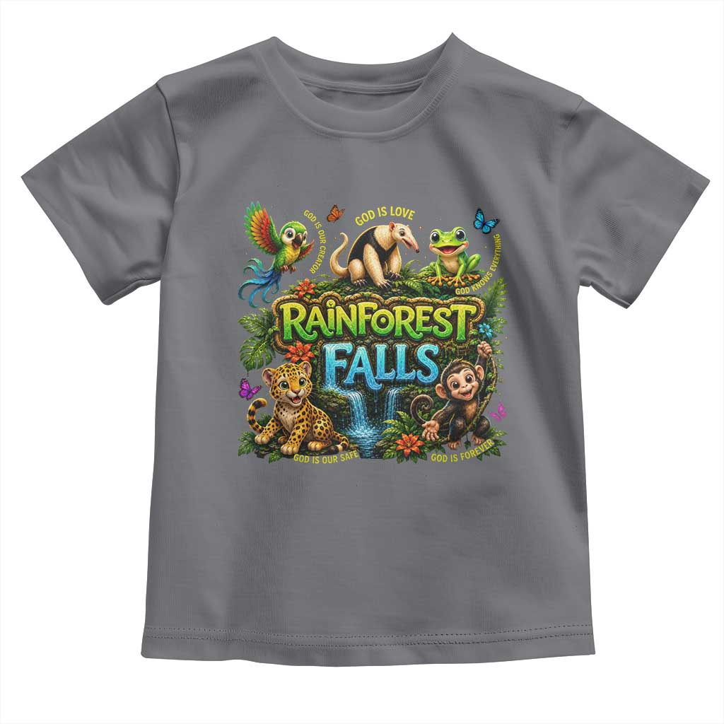 VBS 2026 Toddler T Shirt Rainforest Falls Exploring The Nature of God VBS 2026 TS10 Charcoal Print Your Wear