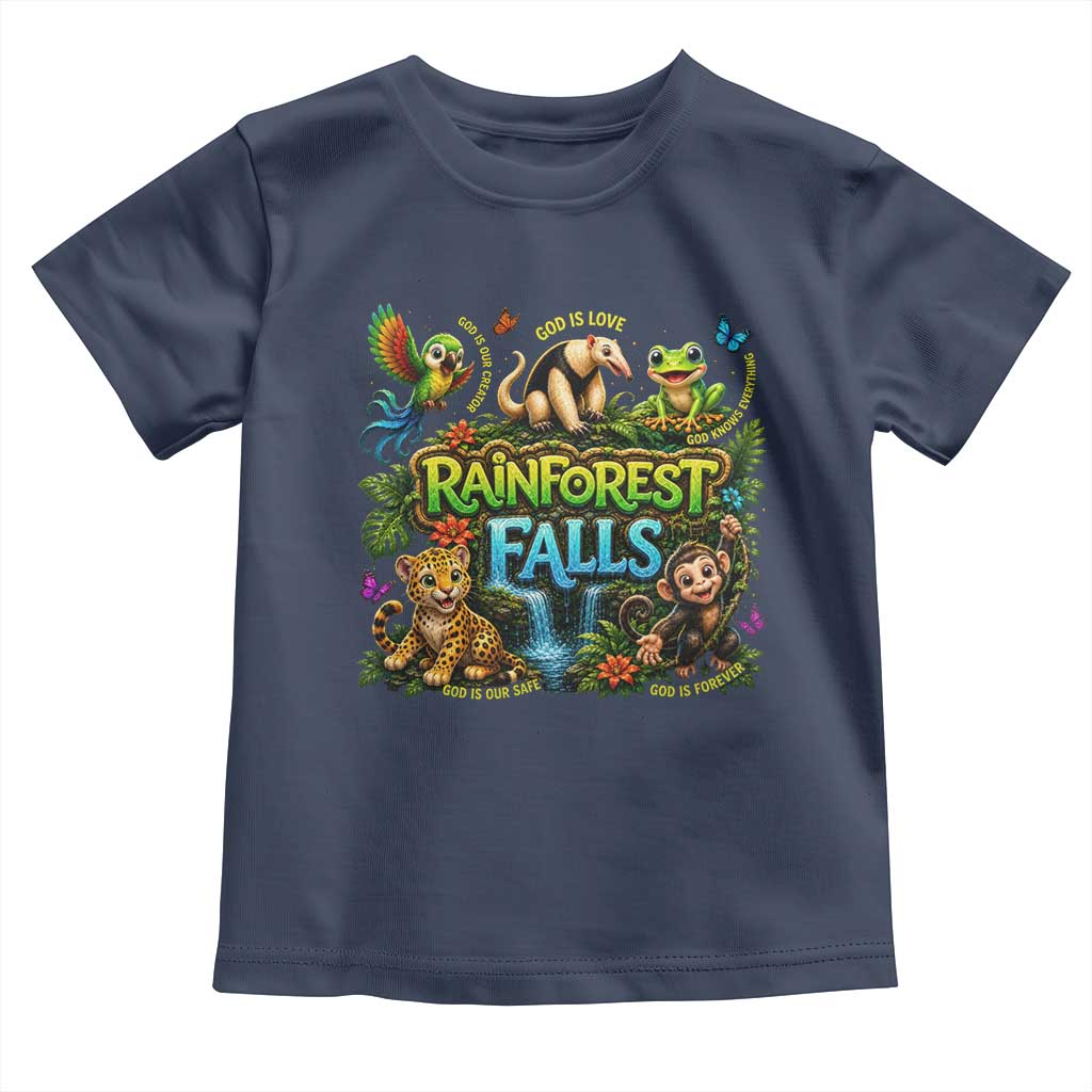VBS 2026 Toddler T Shirt Rainforest Falls Exploring The Nature of God VBS 2026 TS10 Navy Print Your Wear