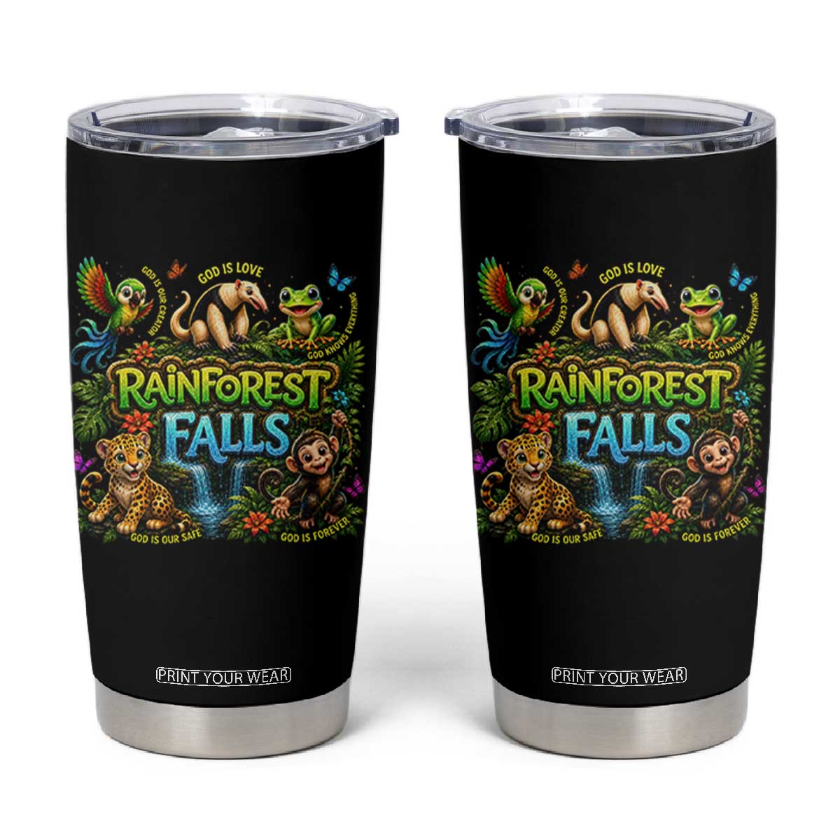 VBS 2026 Tumbler Cup Rainforest Falls Exploring The Nature of God VBS 2026 TS10 Black Print Your Wear