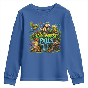 VBS 2026 Youth Sweatshirt Rainforest Falls Exploring The Nature of God VBS 2026 TS10 Royal Blue Print Your Wear