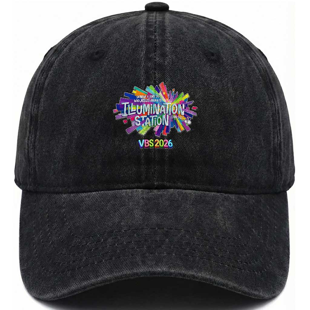 Illumination Station VBS 2026 Christian Lights Washed Cotton Baseball Cap Bible Jesus TS10 Print Your Wear