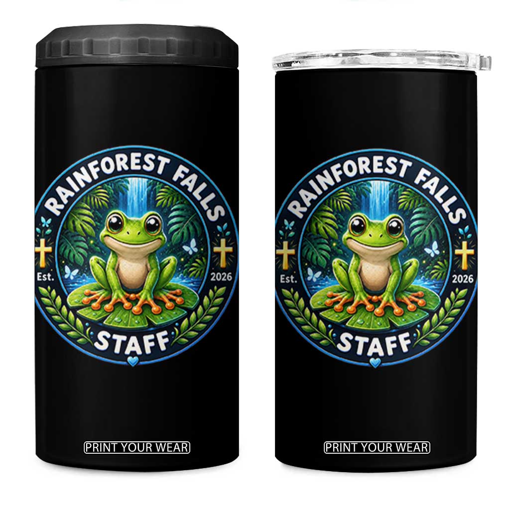 Rainforest Falls Staff 4 in 1 Can Cooler Tumbler VBS 2026 Director Teacher TS10 One Size: 16 oz Black Print Your Wear