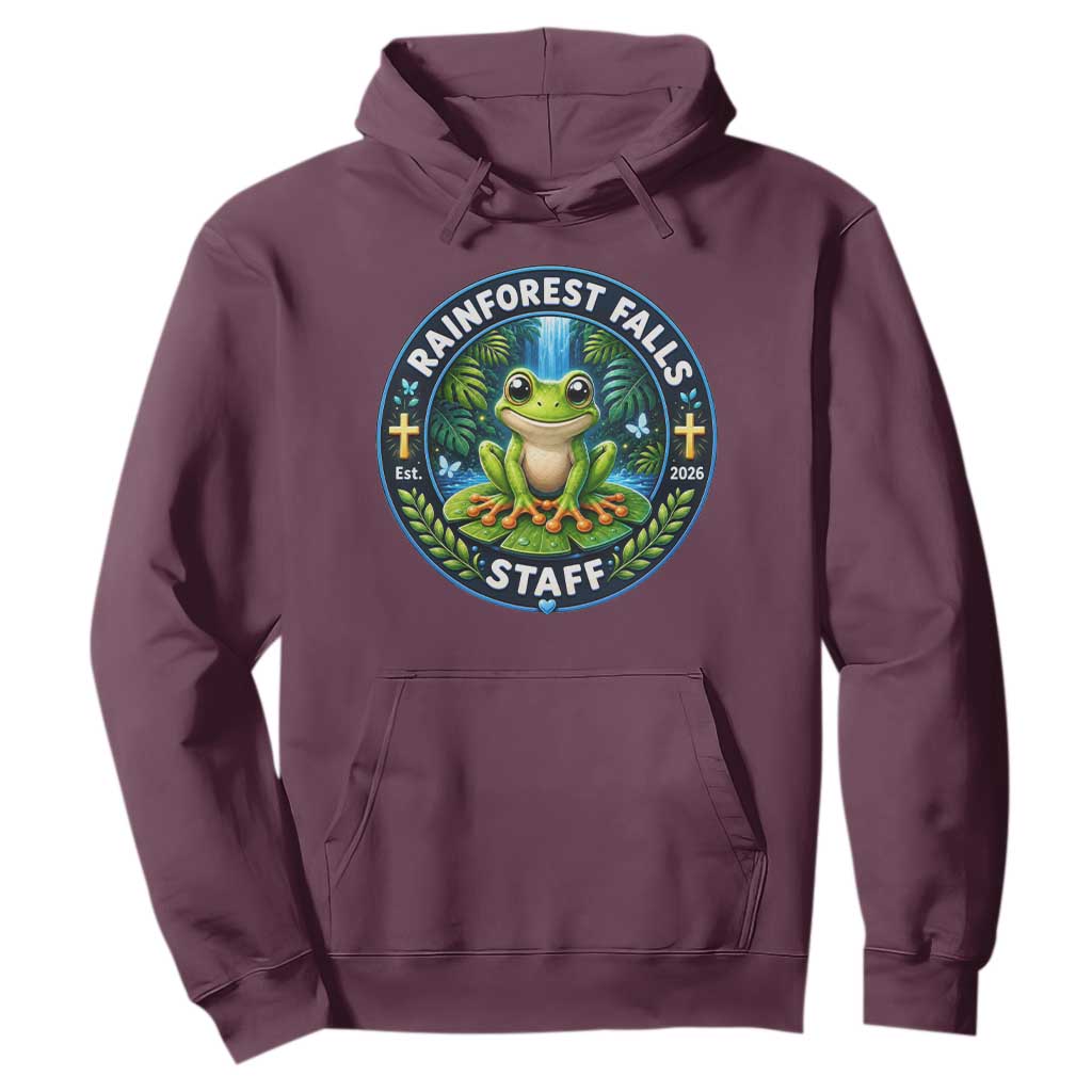 Rainforest Falls Staff Hoodie VBS 2026 Director Teacher TS10 Maroon Print Your Wear