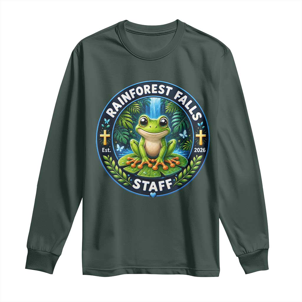 Rainforest Falls Staff Long Sleeve Shirt VBS 2026 Director Teacher TS10 Dark Forest Green Print Your Wear