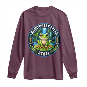 Rainforest Falls Staff Long Sleeve Shirt VBS 2026 Director Teacher TS10 Maroon Print Your Wear