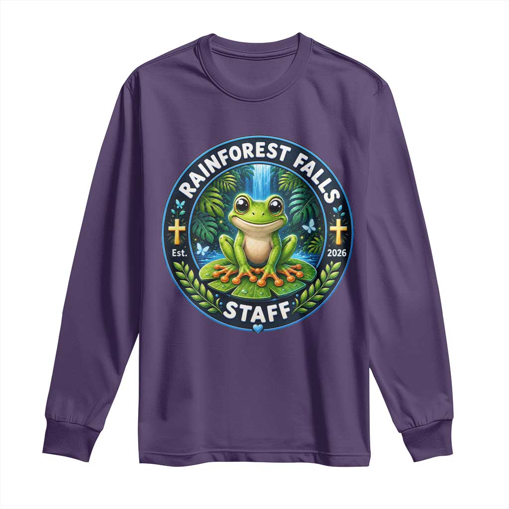 Rainforest Falls Staff Long Sleeve Shirt VBS 2026 Director Teacher TS10 Purple Print Your Wear