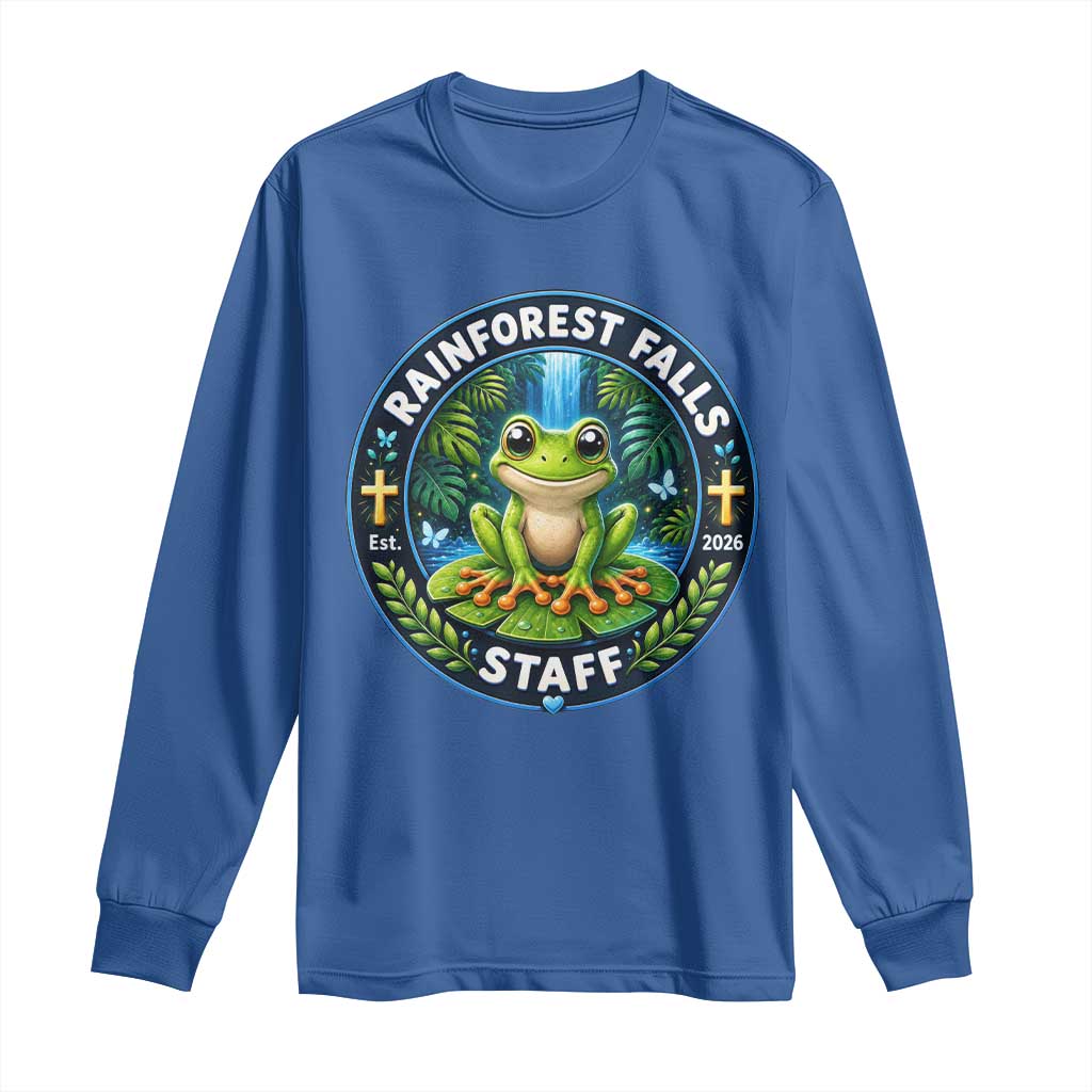 Rainforest Falls Staff Long Sleeve Shirt VBS 2026 Director Teacher TS10 Royal Blue Print Your Wear