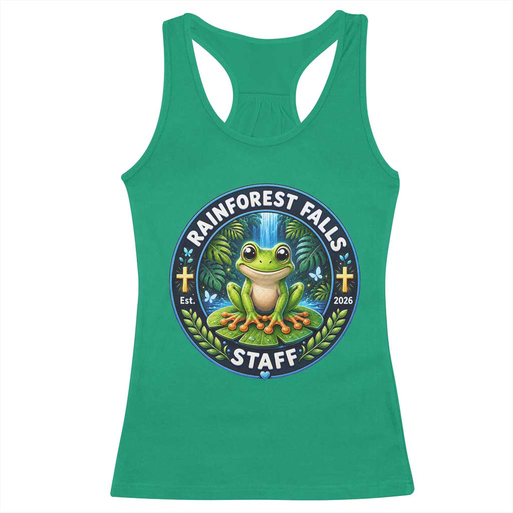 Rainforest Falls Staff Racerback Tank Top VBS 2026 Director Teacher TS10 Irish Green Print Your Wear