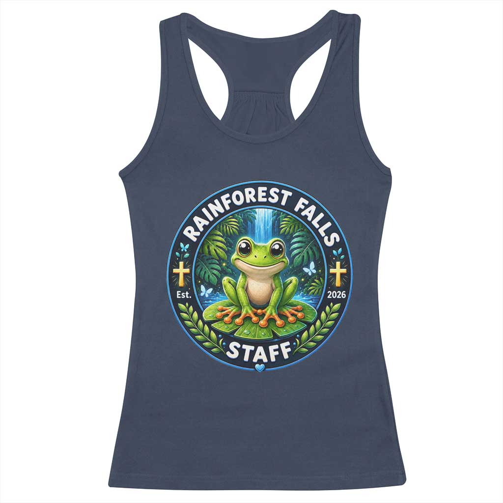 Rainforest Falls Staff Racerback Tank Top VBS 2026 Director Teacher TS10 Navy Print Your Wear