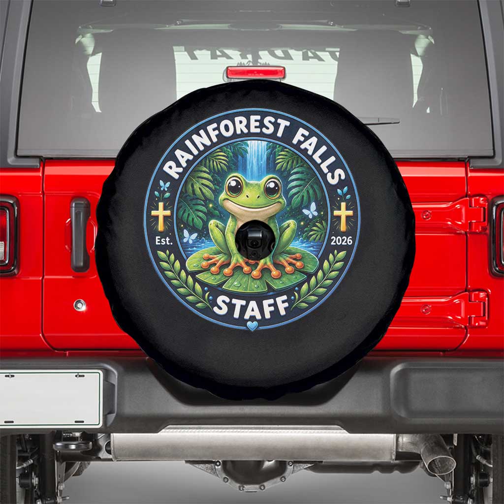 Rainforest Falls Staff Spare Tire Cover VBS 2026 Director Teacher TS10 Black Print Your Wear