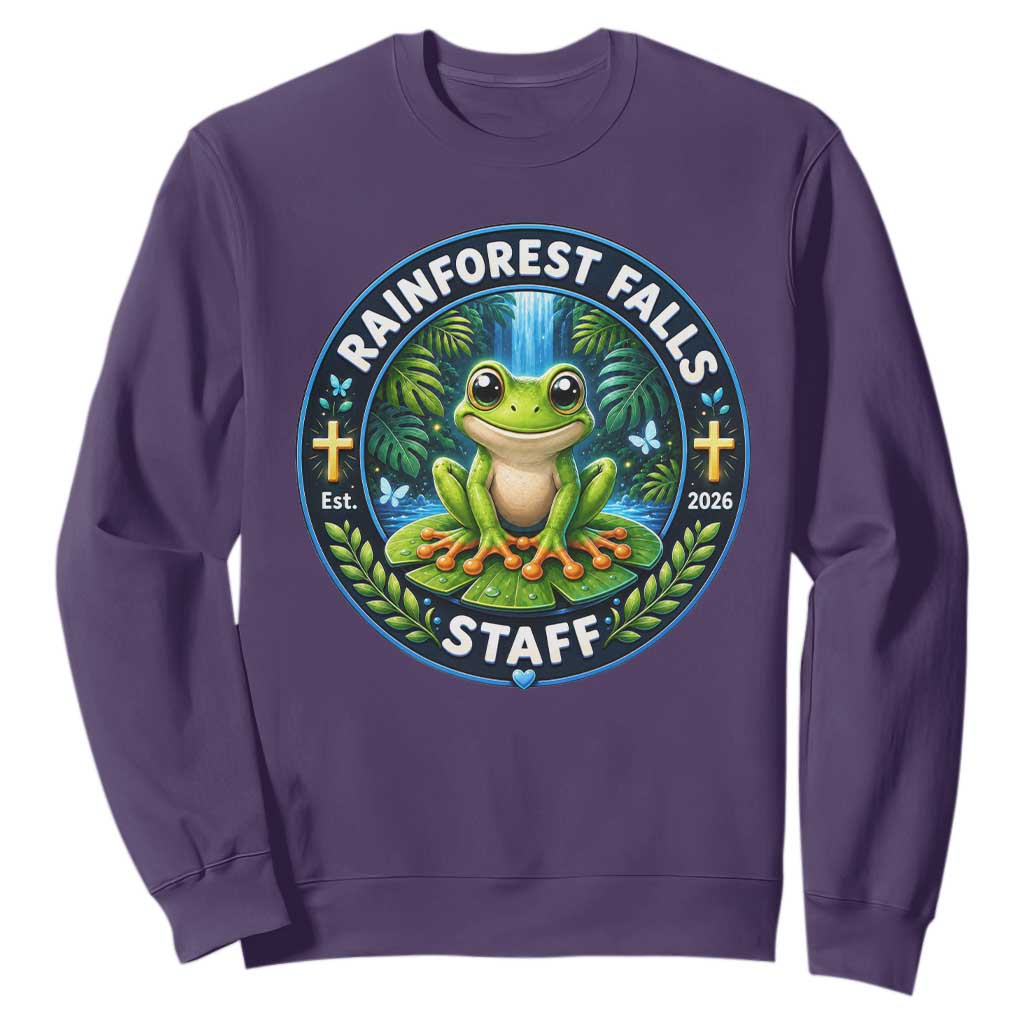 Rainforest Falls Staff Sweatshirt VBS 2026 Director Teacher TS10 Purple Print Your Wear