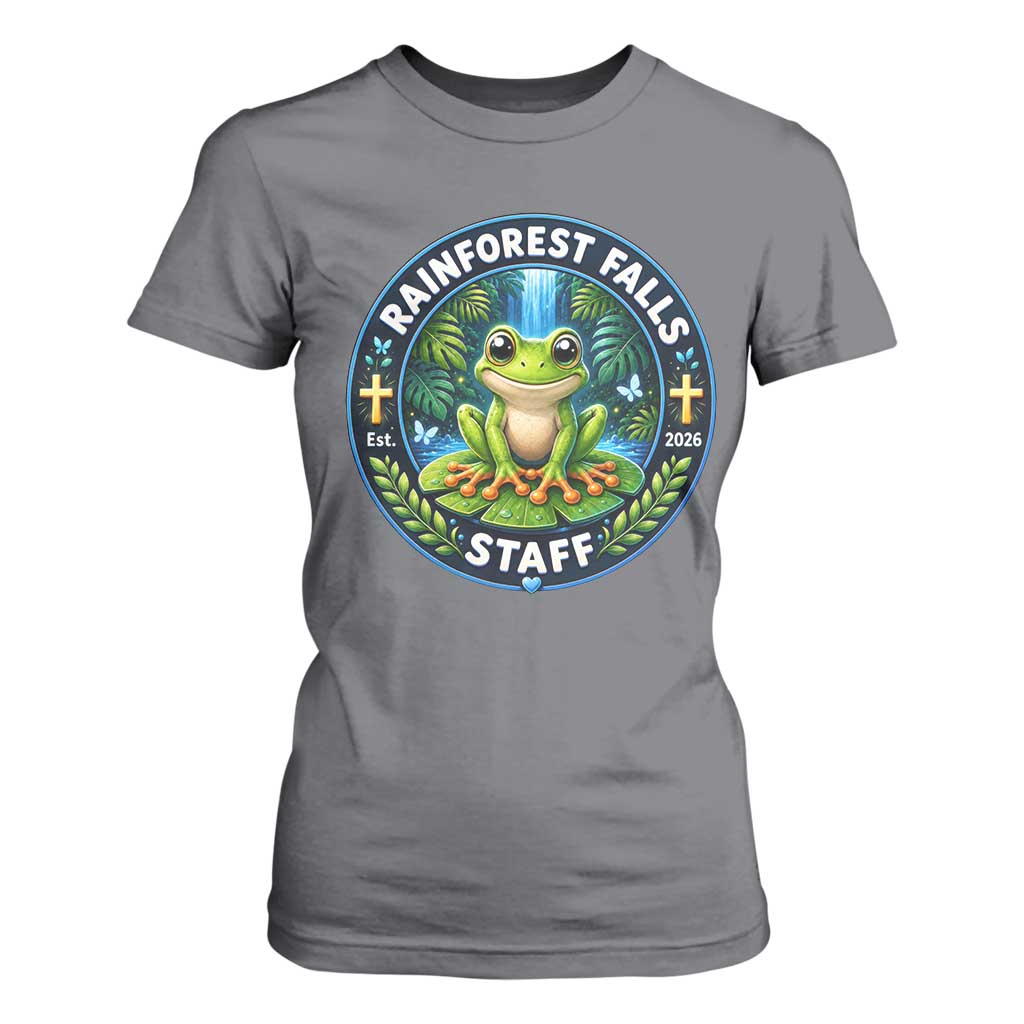 Rainforest Falls Staff T Shirt For Women VBS 2026 Director Teacher TS10 Charcoal Print Your Wear