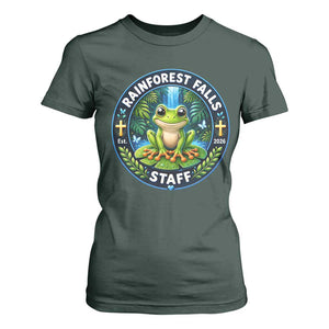 Rainforest Falls Staff T Shirt For Women VBS 2026 Director Teacher TS10 Dark Forest Green Print Your Wear