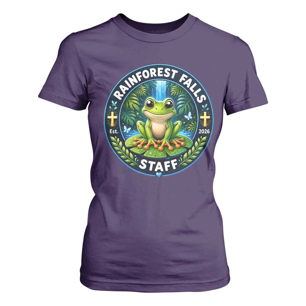Rainforest Falls Staff T Shirt For Women VBS 2026 Director Teacher TS10 Purple Print Your Wear