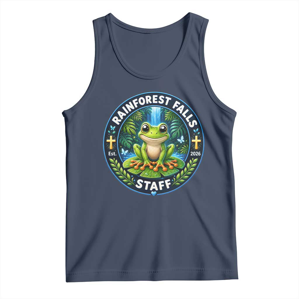 Rainforest Falls Staff Tank Top VBS 2026 Director Teacher TS10 Navy Print Your Wear