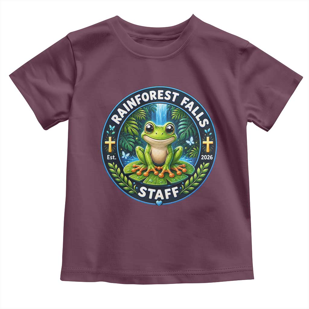 Rainforest Falls Staff Toddler T Shirt VBS 2026 Director Teacher TS10 Maroon Print Your Wear