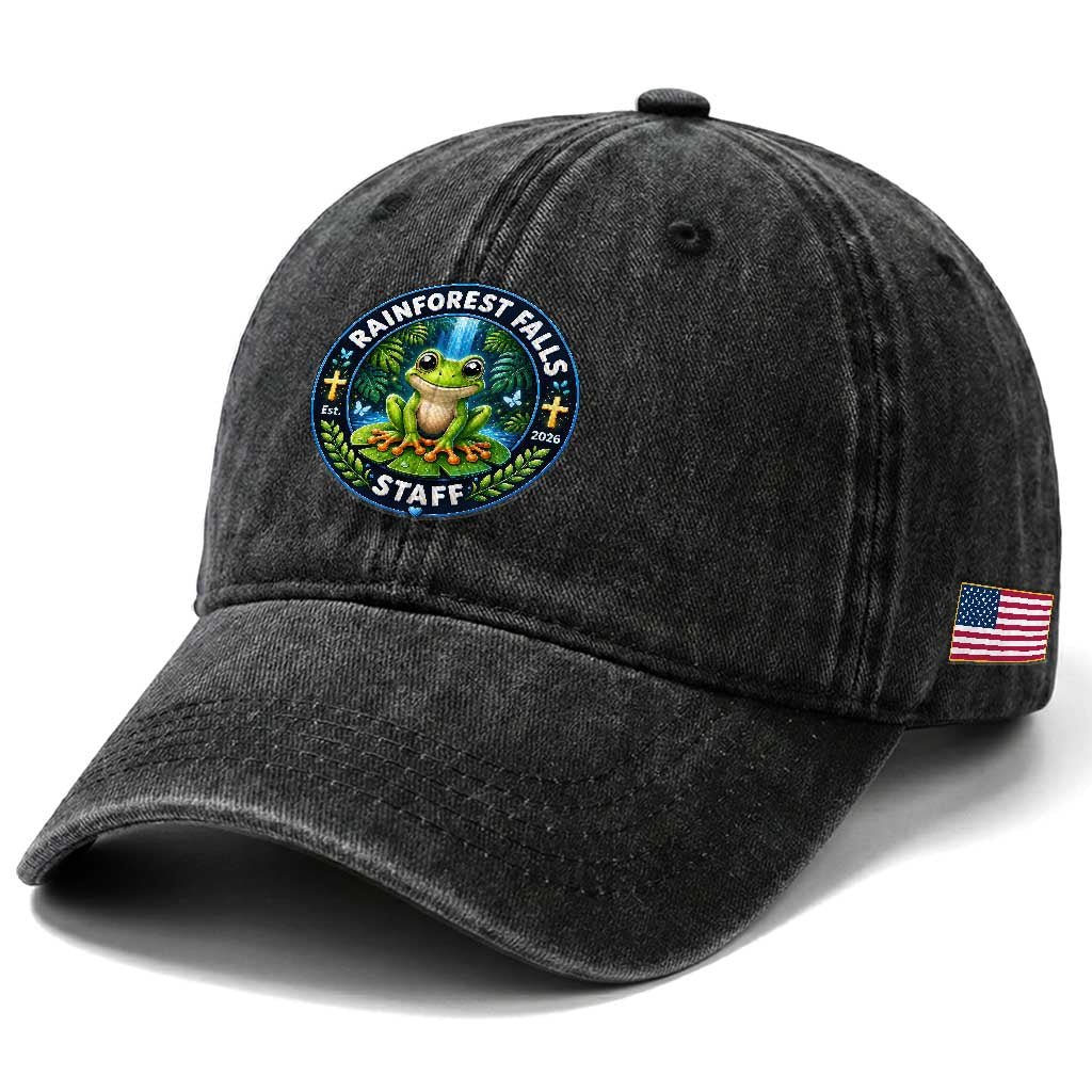 Rainforest Falls Staff Washed Cotton Baseball Cap VBS 2026 Director Teacher TS10 Print Your Wear