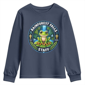 Rainforest Falls Staff Youth Sweatshirt VBS 2026 Director Teacher TS10 Navy Print Your Wear