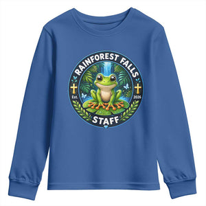Rainforest Falls Staff Youth Sweatshirt VBS 2026 Director Teacher TS10 Royal Blue Print Your Wear
