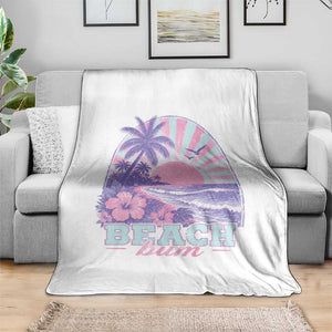 Beach Bum Throw Blanket Summer Vacation Beach Lover Surf Wave Vintage Tropical Sunset Aesthetic