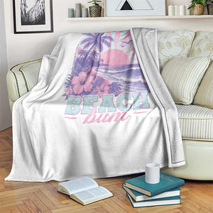 Beach Bum Throw Blanket Summer Vacation Beach Lover Surf Wave Vintage Tropical Sunset Aesthetic