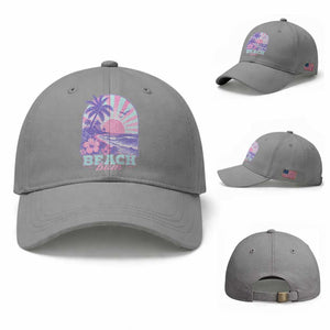 Beach Bum Baseball Cap Summer Vacation Beach Lover Surf Wave Vintage Tropical Sunset Aesthetic