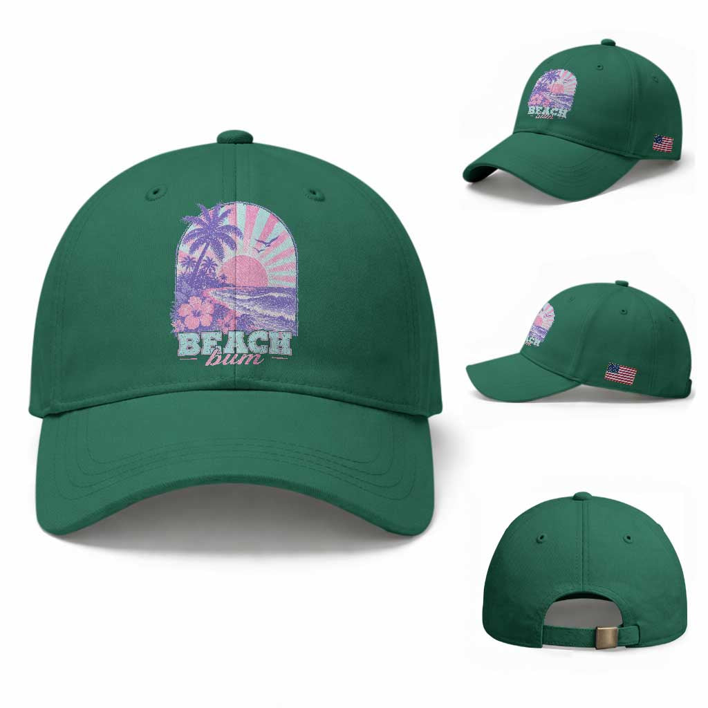 Beach Bum Baseball Cap Summer Vacation Beach Lover Surf Wave Vintage Tropical Sunset Aesthetic