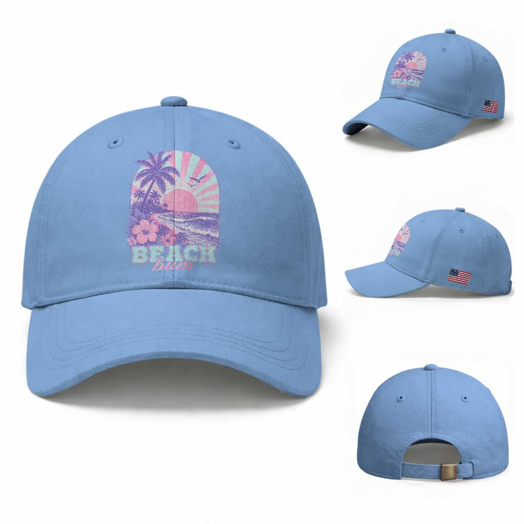Beach Bum Baseball Cap Summer Vacation Beach Lover Surf Wave Vintage Tropical Sunset Aesthetic