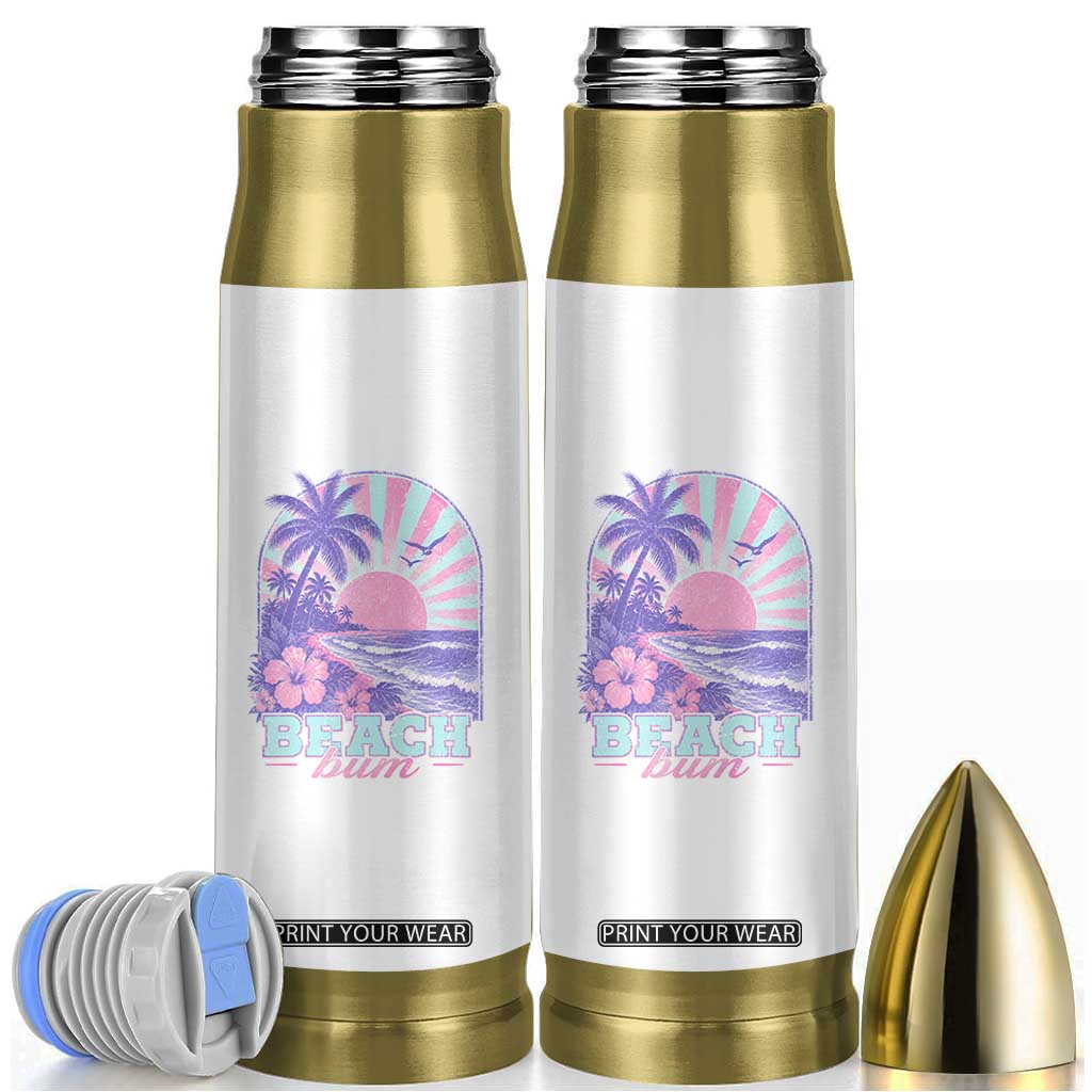 Beach Bum Bullet Tumbler Summer Vacation Beach Lover Surf Wave Vintage Tropical Sunset Aesthetic TS10 White Print Your Wear