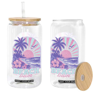 Beach Bum Glass Can Summer Vacation Beach Lover Surf Wave Vintage Tropical Sunset Aesthetic