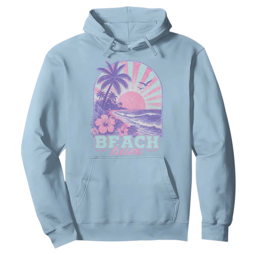 Beach Bum Hoodie Summer Vacation Beach Lover Surf Wave Vintage Tropical Sunset Aesthetic