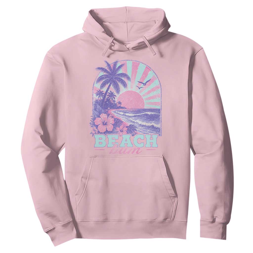 Beach Bum Hoodie Summer Vacation Beach Lover Surf Wave Vintage Tropical Sunset Aesthetic