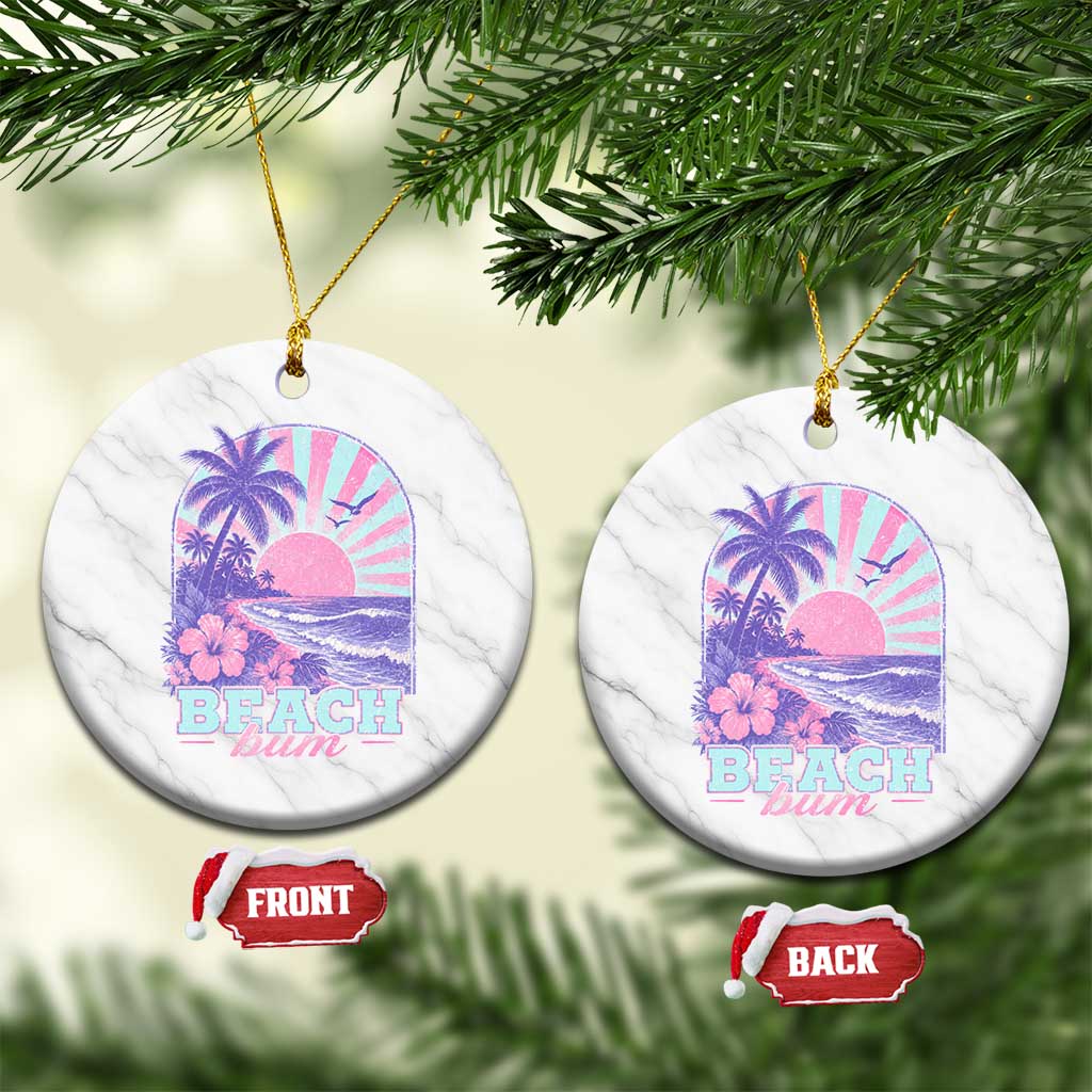 Beach Bum Ceramic Ornament Summer Vacation Beach Lover Surf Wave Vintage Tropical Sunset Aesthetic