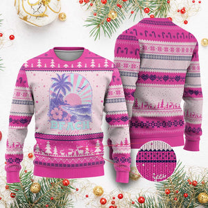 Beach Bum Ugly Christmas Sweater Summer Vacation Beach Lover Surf Wave Vintage Tropical Sunset Aesthetic