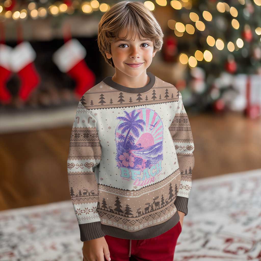 Beach Bum Ugly Christmas Sweater Summer Vacation Beach Lover Surf Wave Vintage Tropical Sunset Aesthetic