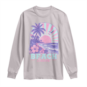 Beach Bum Long Sleeve Shirt Summer Vacation Beach Lover Surf Wave Vintage Tropical Sunset Aesthetic
