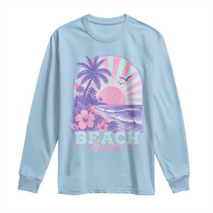 Beach Bum Long Sleeve Shirt Summer Vacation Beach Lover Surf Wave Vintage Tropical Sunset Aesthetic