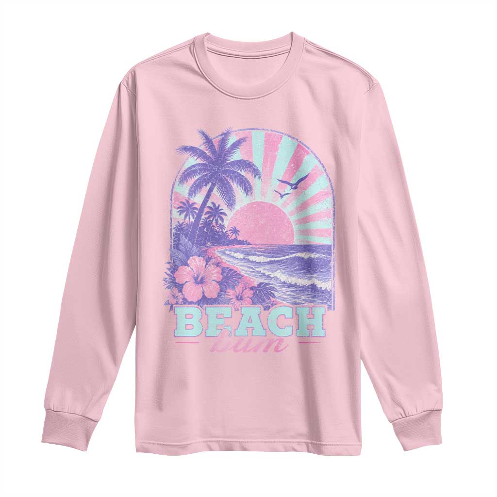 Beach Bum Long Sleeve Shirt Summer Vacation Beach Lover Surf Wave Vintage Tropical Sunset Aesthetic