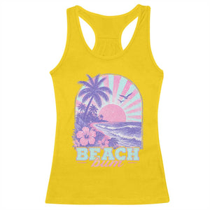Beach Bum Racerback Tank Top Summer Vacation Beach Lover Surf Wave Vintage Tropical Sunset Aesthetic