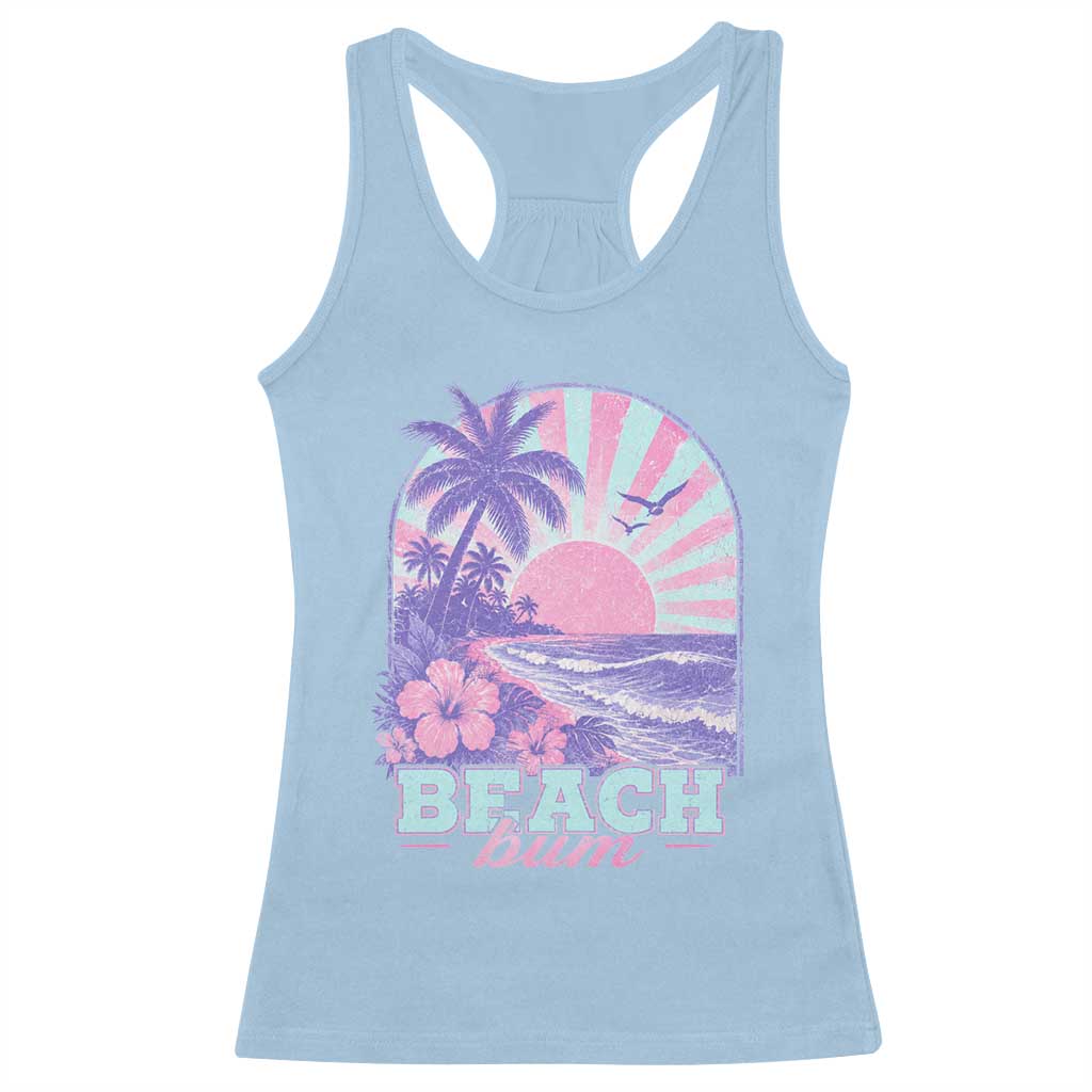 Beach Bum Racerback Tank Top Summer Vacation Beach Lover Surf Wave Vintage Tropical Sunset Aesthetic
