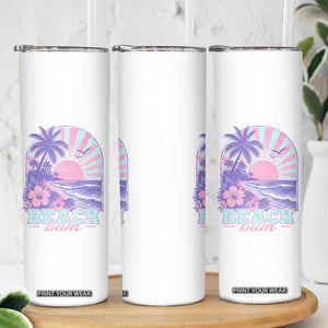 Beach Bum Skinny Tumbler Summer Vacation Beach Lover Surf Wave Vintage Tropical Sunset Aesthetic