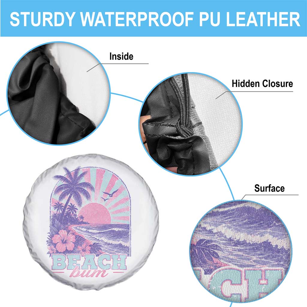 Beach Bum Spare Tire Cover Summer Vacation Beach Lover Surf Wave Vintage Tropical Sunset Aesthetic