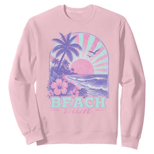 Beach Bum Sweatshirt Summer Vacation Beach Lover Surf Wave Vintage Tropical Sunset Aesthetic
