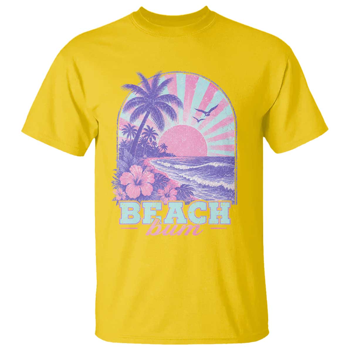 Beach Bum T Shirt Summer Vacation Beach Lover Surf Wave Vintage Tropical Sunset Aesthetic