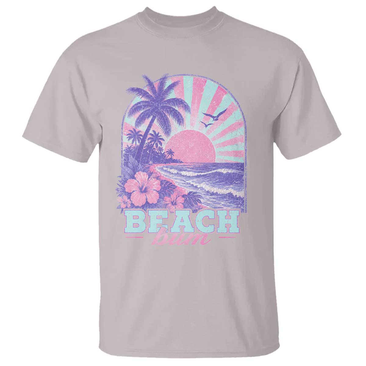 Beach Bum T Shirt Summer Vacation Beach Lover Surf Wave Vintage Tropical Sunset Aesthetic