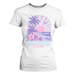 Beach Bum T Shirt For Women Summer Vacation Beach Lover Surf Wave Vintage Tropical Sunset Aesthetic