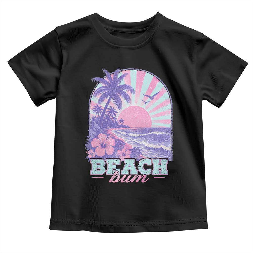 Beach Bum Toddler T Shirt Summer Vacation Beach Lover Surf Wave Vintage Tropical Sunset Aesthetic