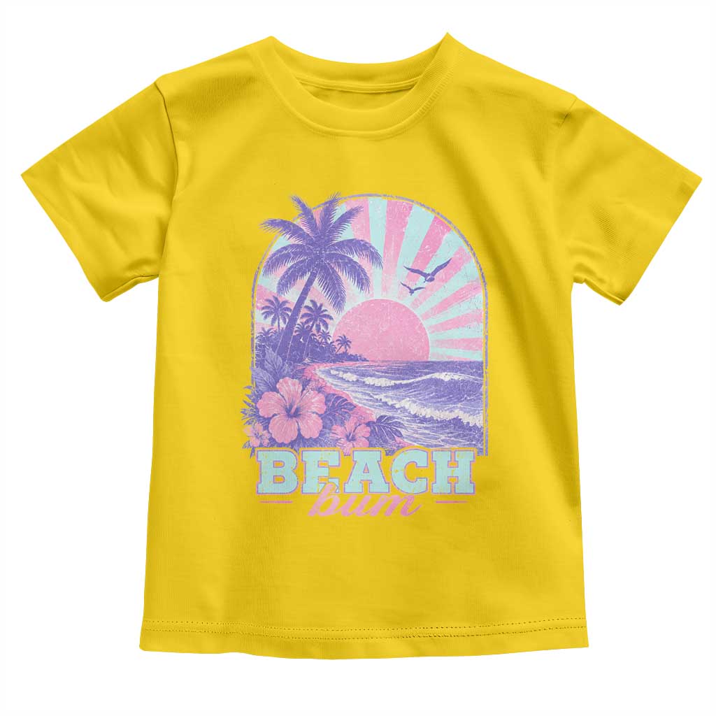 Beach Bum Toddler T Shirt Summer Vacation Beach Lover Surf Wave Vintage Tropical Sunset Aesthetic