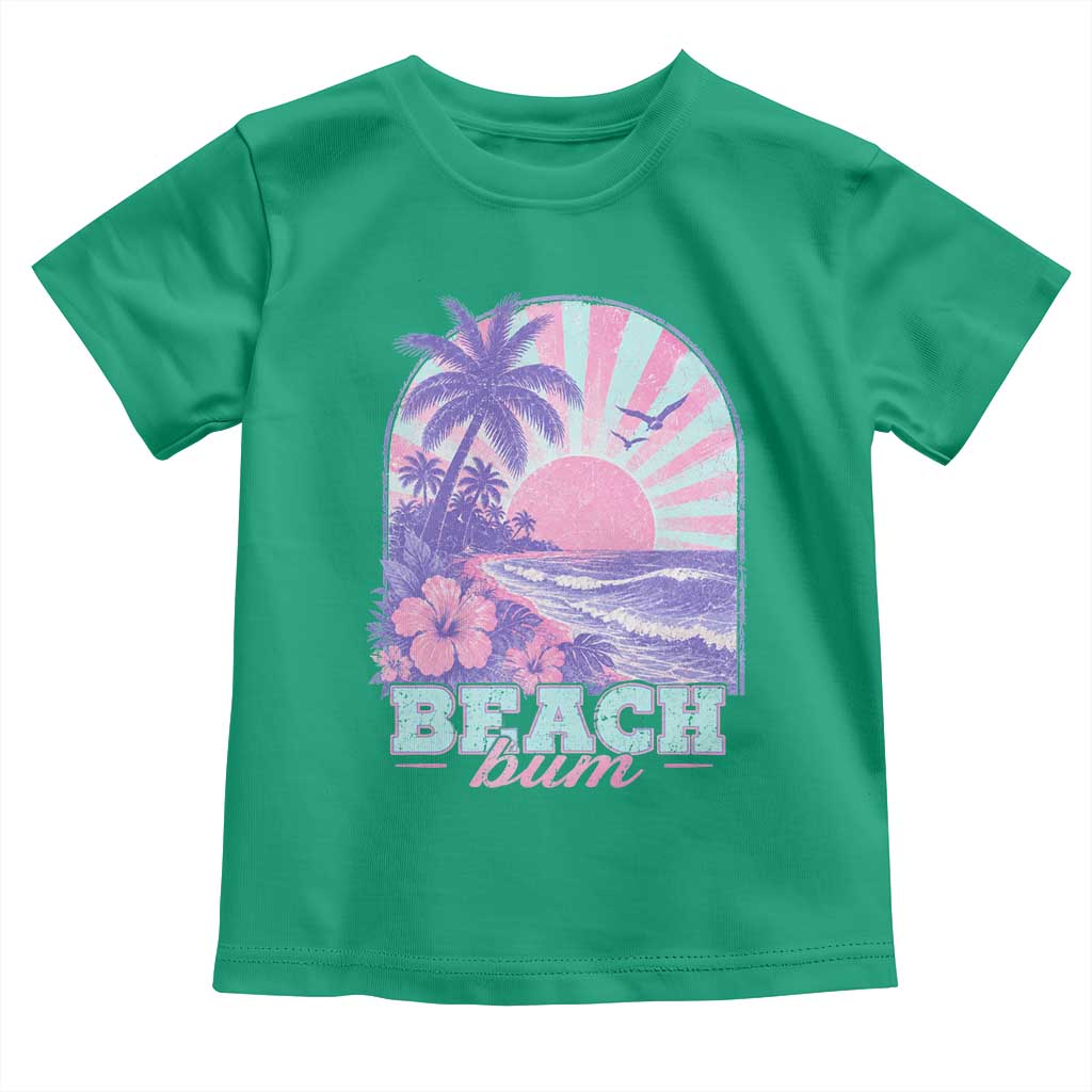 Beach Bum Toddler T Shirt Summer Vacation Beach Lover Surf Wave Vintage Tropical Sunset Aesthetic